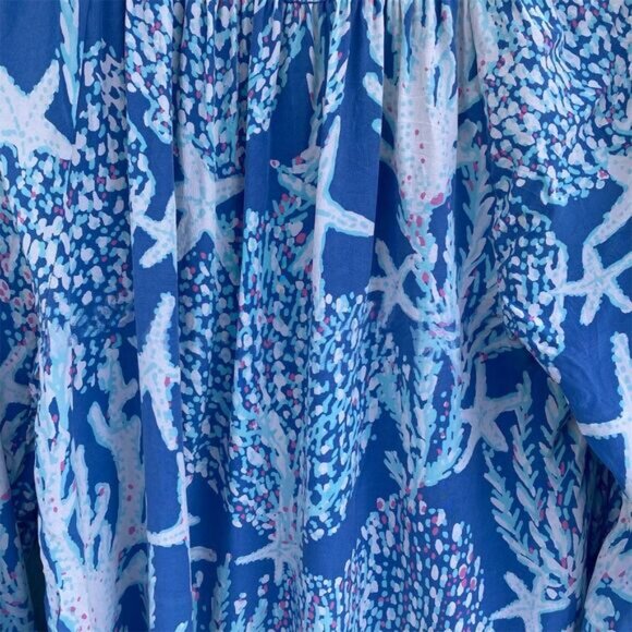 Lilly Pulitzer Elsa Silk Top Indigo Good Reef Size XL - Picture 8 of 11